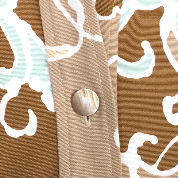 Vintage Linda Allard Ellen Tracy Blazer Button Up Tan Brown & Teal Women’s 14 - Picture 9 of 14